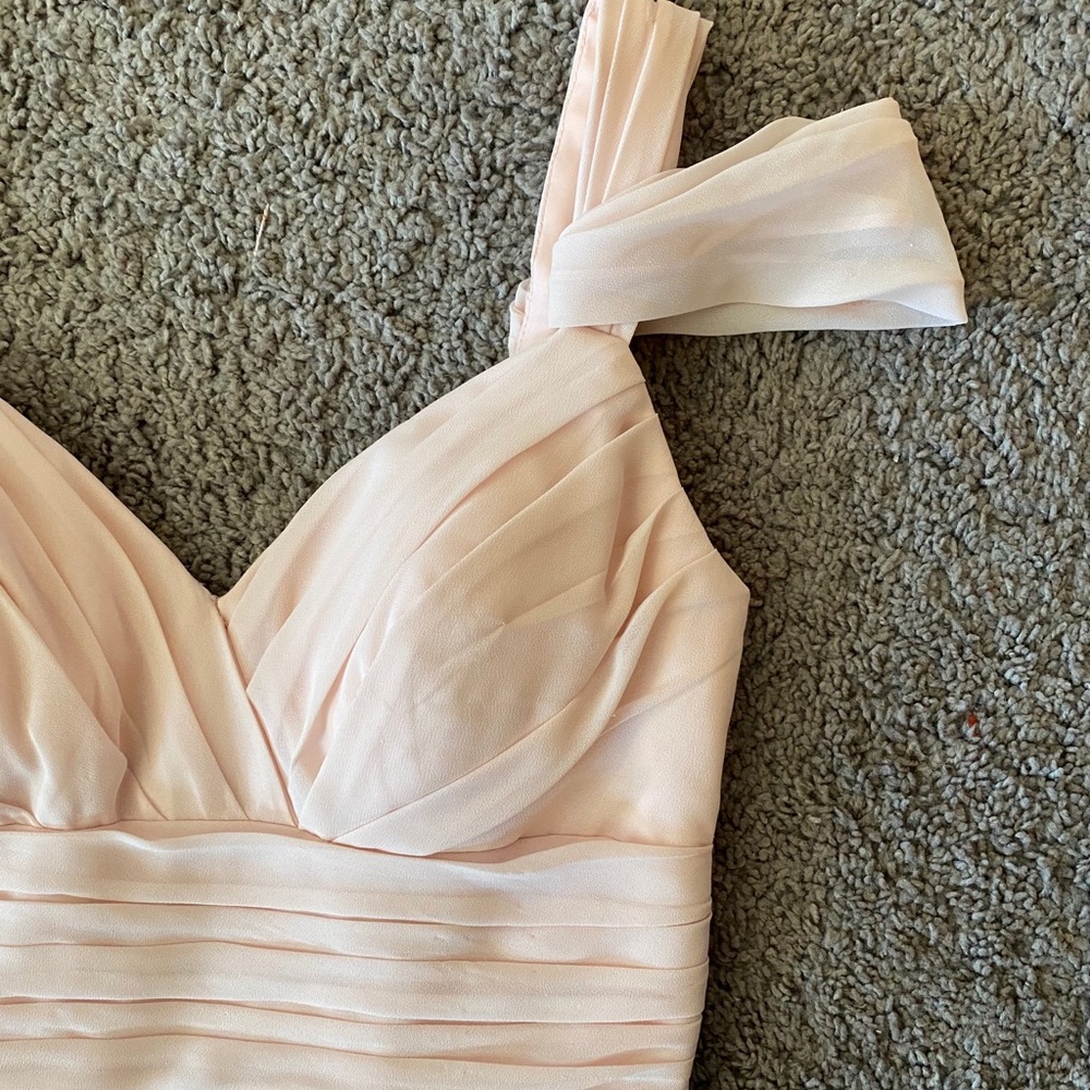 Bill Levkoff blush bridesmaid dress / petal pink